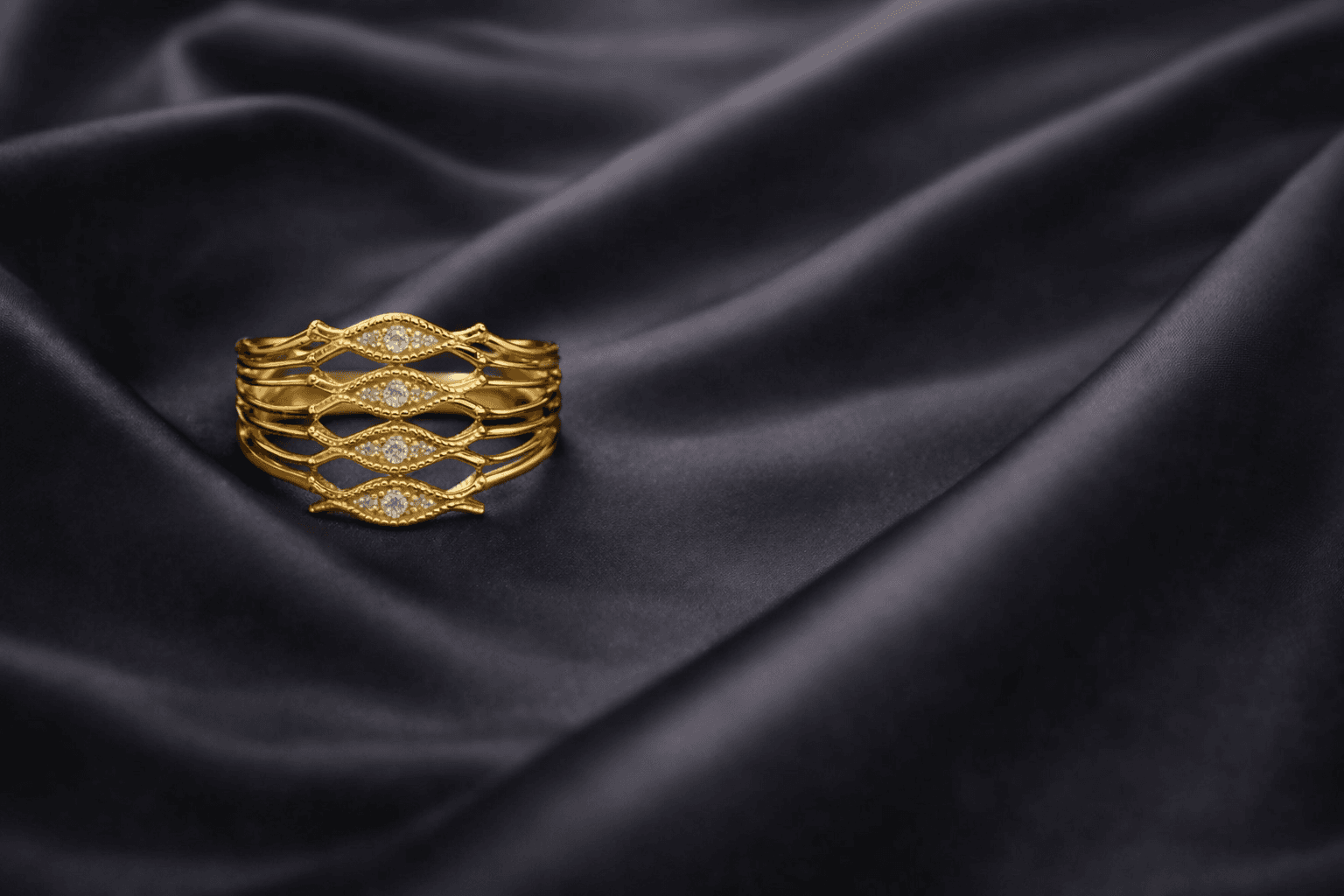 Diamond ring on silk